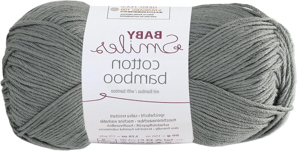 Baby Garen - Breigaren Katoen Viscose - Babykleding Haken - Huidvriendelijk Gecertificeerd - 50g 156m - Antraciet