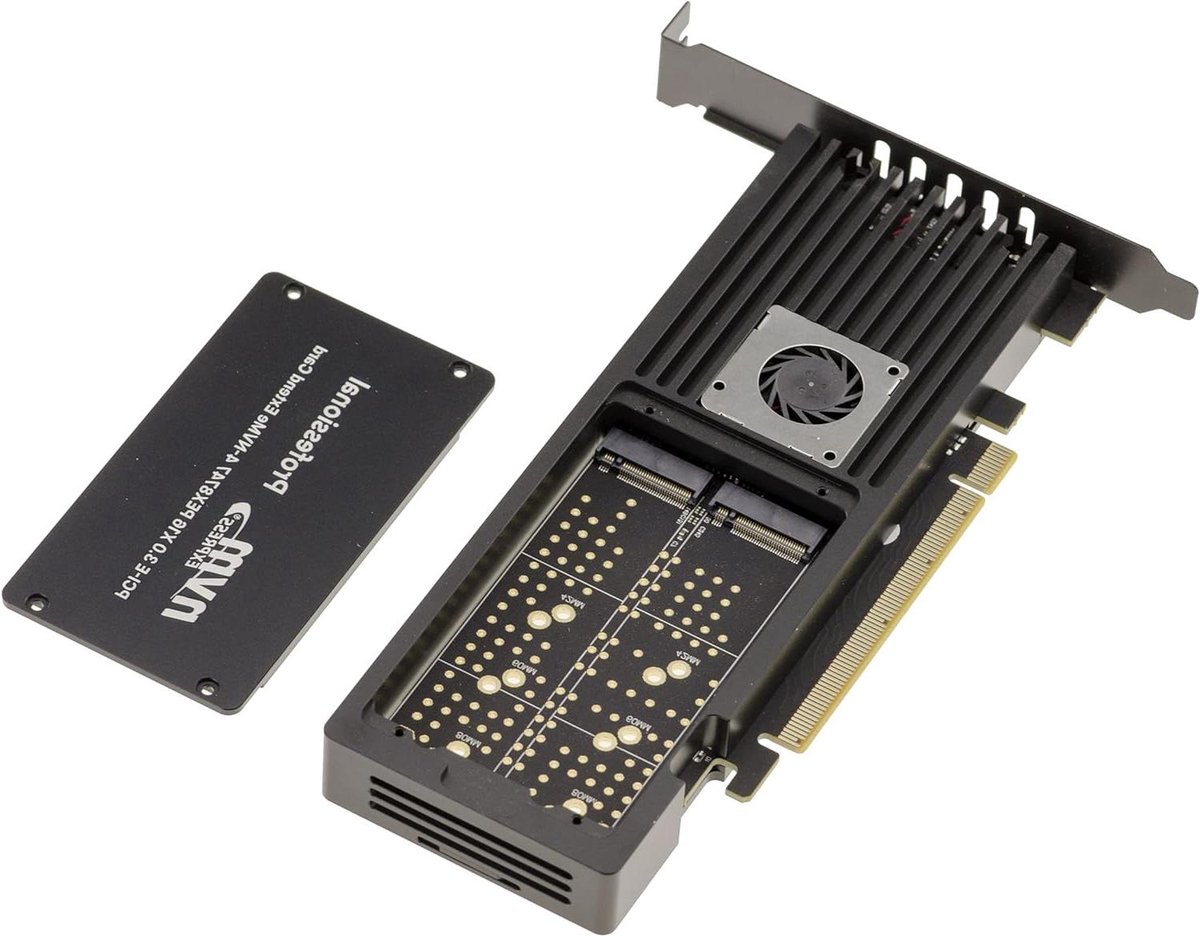 NVMe M.2 Controllerkaart - M.2 Uitbreidingskaart SSD Adapter - Opslag Uitbreiden - PLX PEX8747 Chipset - 4x M.2 Slot - Zwart