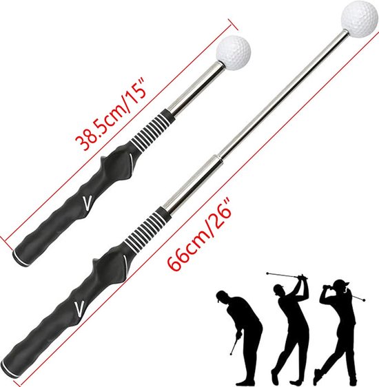 Golf Swing Trainer - Golfhulp Golfoefening - Golfswing Verbeteren - Met Impact Geluid - 385-66cm Intrekbaar - Rood van GOLF — afbeelding 2