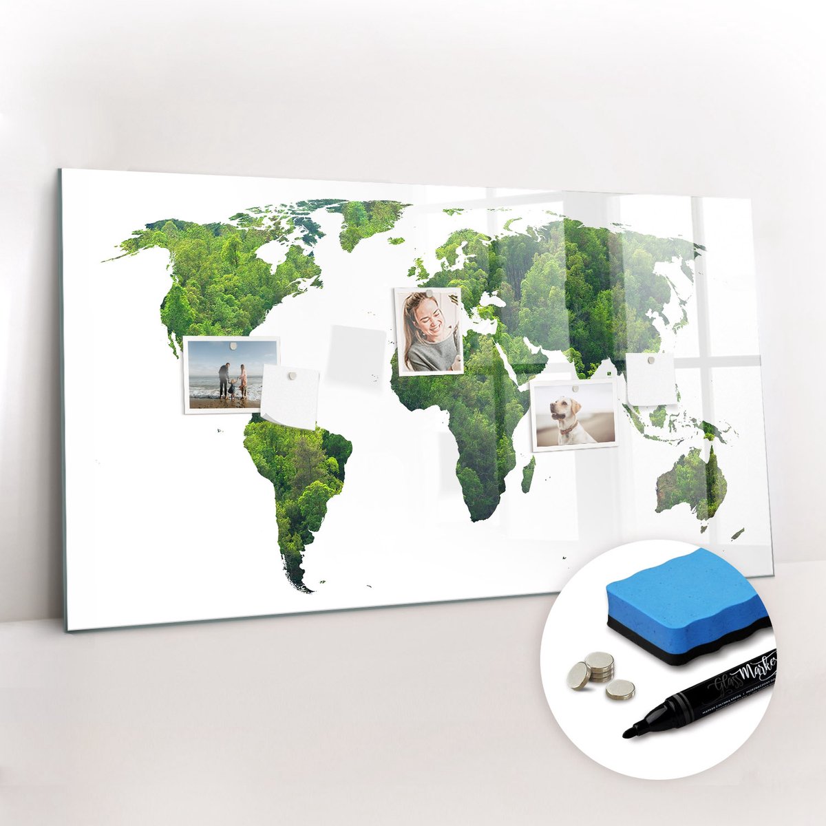 Tulup Whitebord - Wereldkaart van de ecologie - 120 x 60 cm - Groente Magnet Board - Gratis 5 Sterke Magneten + Whiteboard Marker & Wisser - Stylish Memo Board - Memobord Glas - Planning Muur