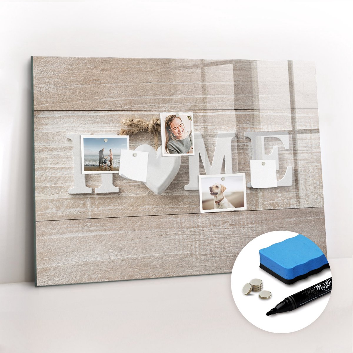 Tulup Whitebord - Houten huisnaambord - 100 x 70 cm - Veelkleurig Magnet Board - Gratis 5 Sterke Magneten + Whiteboard Marker & Wisser - Moderne Wanddecoratie - Magnetic Board - Organiseer Je Bureau