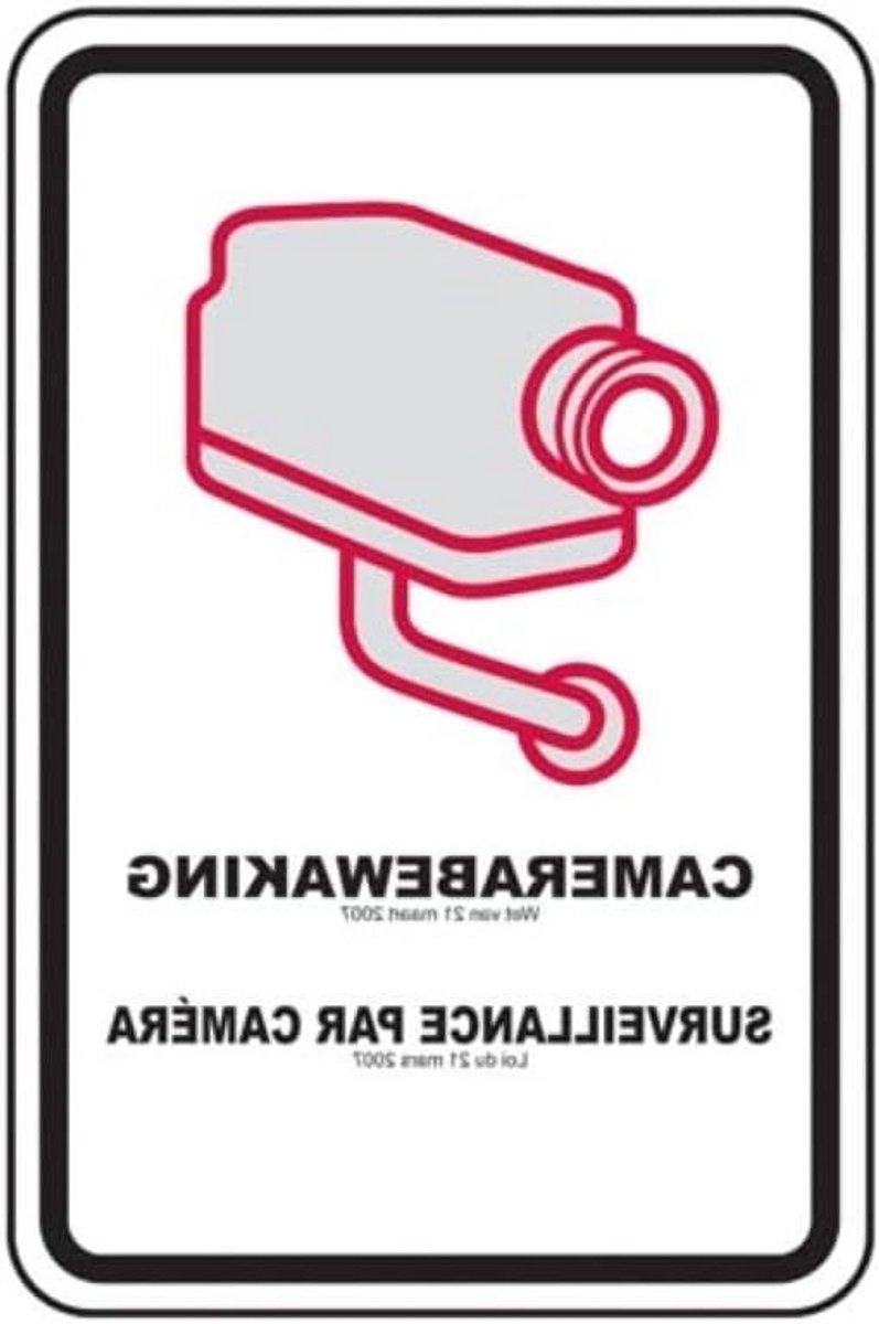 Camerabewakingsbord - Waarschuwingsbord Beveiliging - Diefstalpreventie - Schrikt Ongewenste Bezoekers Af - 30 cm x 21 cm - Wit