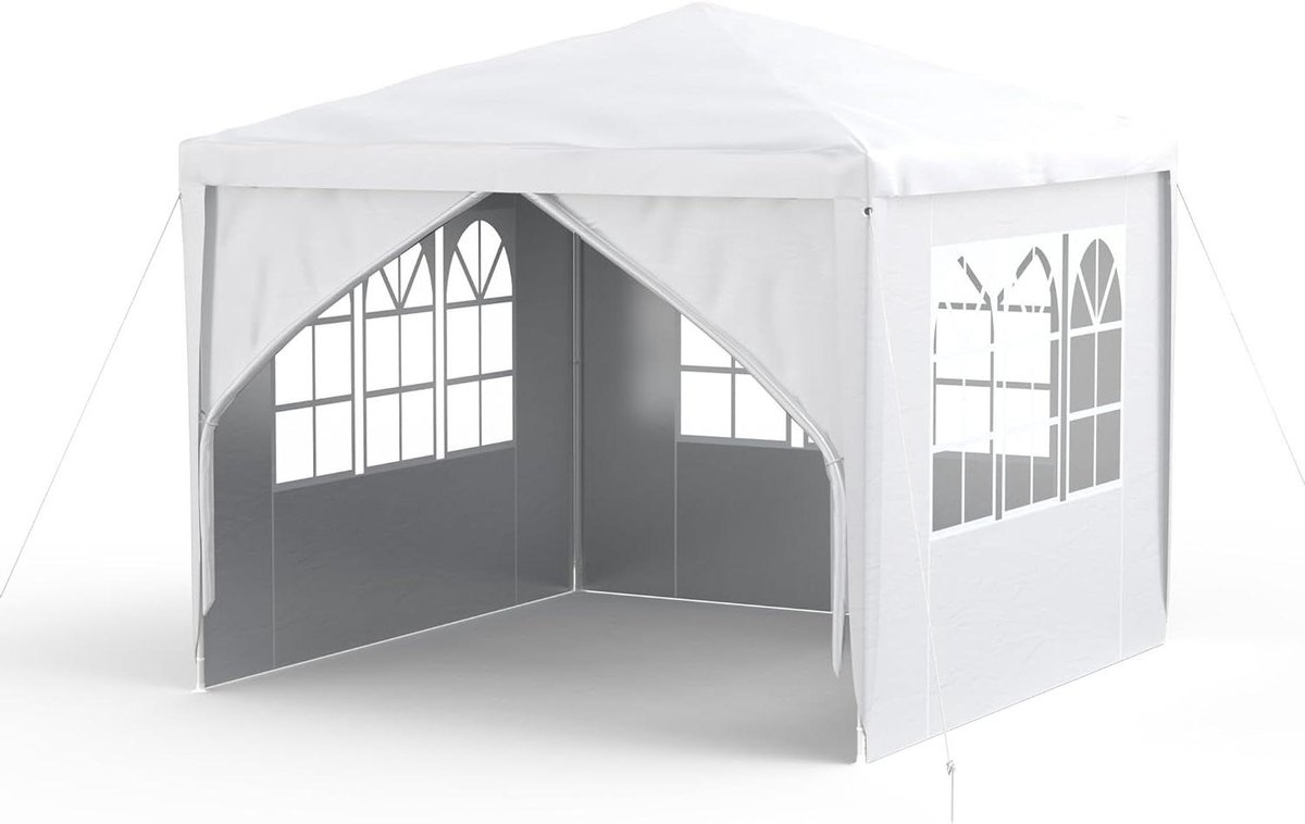 Partytent Paviljoen - Feesttent Tuinpaviljoen - Buitenfeesten Organiseren - Afneembare Zijwanden - 3 x 3 m - Wit