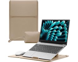 Laptophoes met standaard - Laptop sleeve Laptoptas - Laptop Bescherming - Ingebouwde standaard - 133-14 inch - Beige