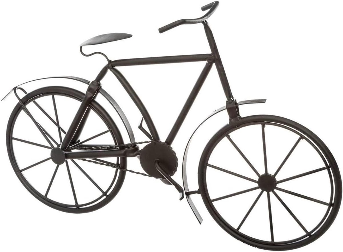 Fiets Decoratie - Metalen Fiets - Tuindecoratie - Zwart Metaal - 27 cm Hoog - Zwart