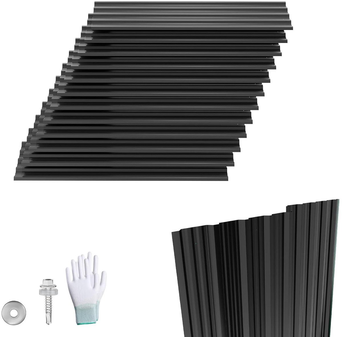 Dakplaten Trapeziumplaat - Golfplaten Plaatstaal - Dak Bekleden - Verzinkt Staal - 1295x45 cm - Zwart