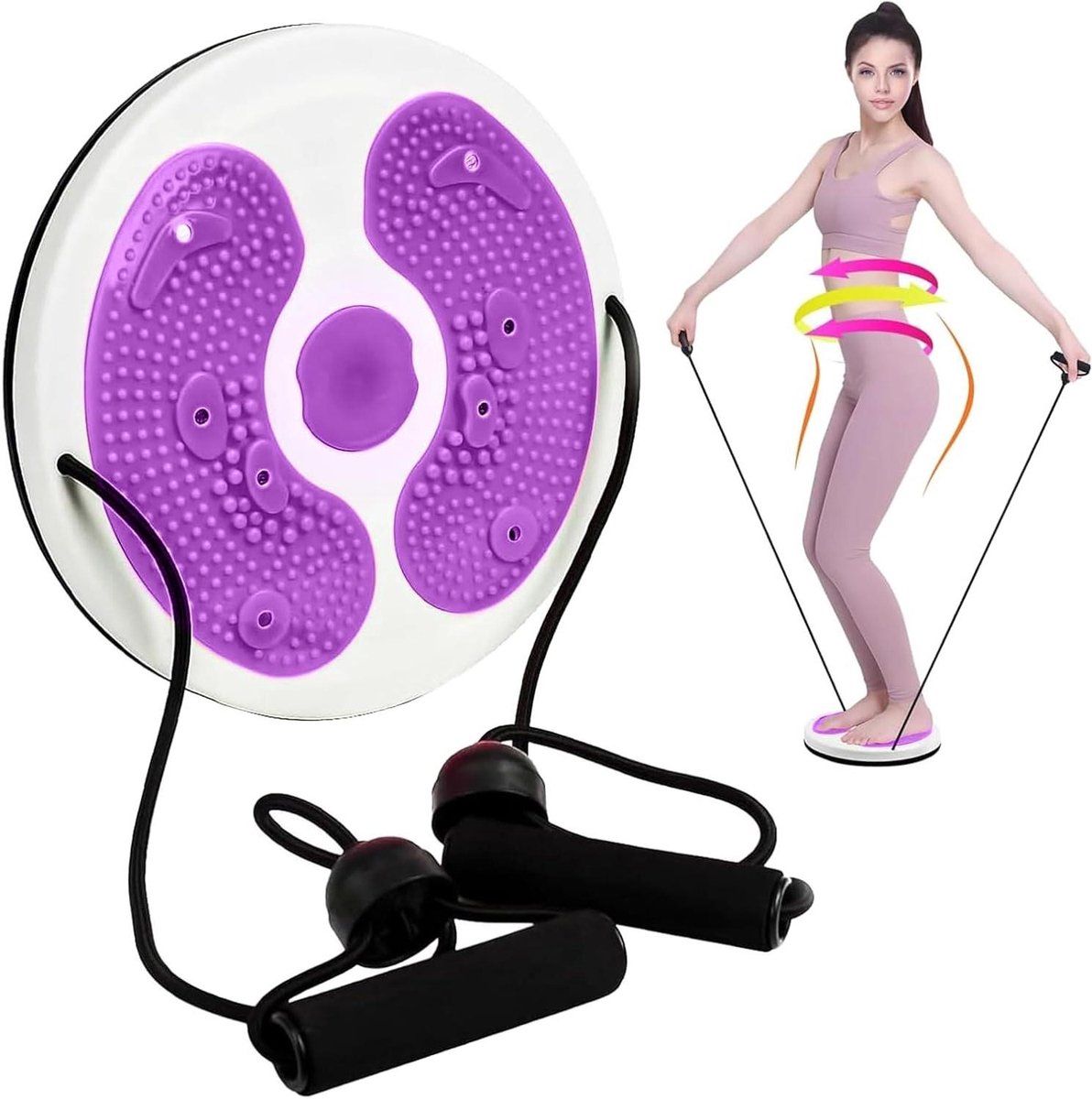 Taille Twisting Disc - Rotatieschijf Balansbord - Thuis Fitness - Met Massage Acupunctuur - 27 cm - Paars