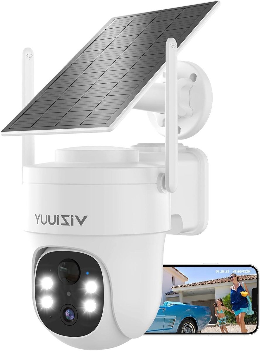 Bewakingscamera Buiten - Draadloze Camera - Huis Beveiligen - 360 Graden Zicht - 3 MP - Wit