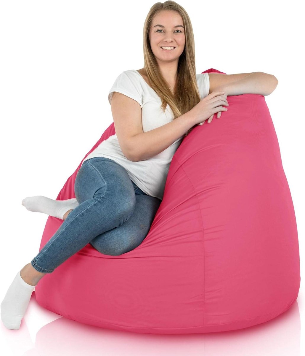 Zitzak XXL - Beanbag Grote Stoel - Ontspannen Buiten - Waterdichte Nylon Hoes - 100x100x130 cm - Roze