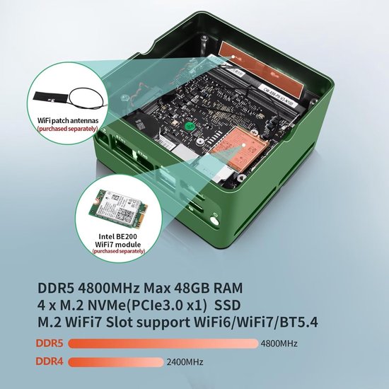 Mini NAS Server - Micro NAS Pocket NAS - Thuis Opslag - 4x NVMe Ondersteuning - 10cm - Zwart — afbeelding 4
