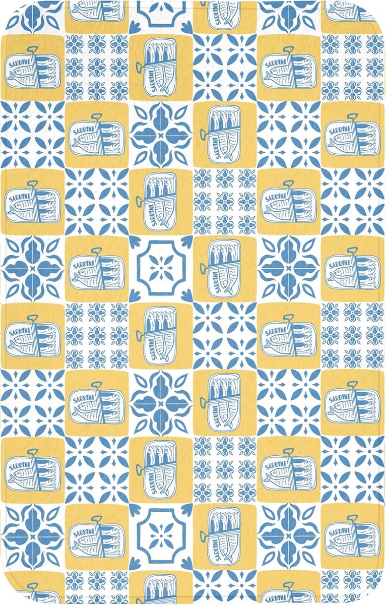 Badmat Rechthoekig 50x80 cm Badkamer Accessoires Bath Mat Anti Slip Wc Memory Foam Wasbaar Zacht Bathroom Toilet Mats Washable Patroon - Tegel - Geel - Blauw