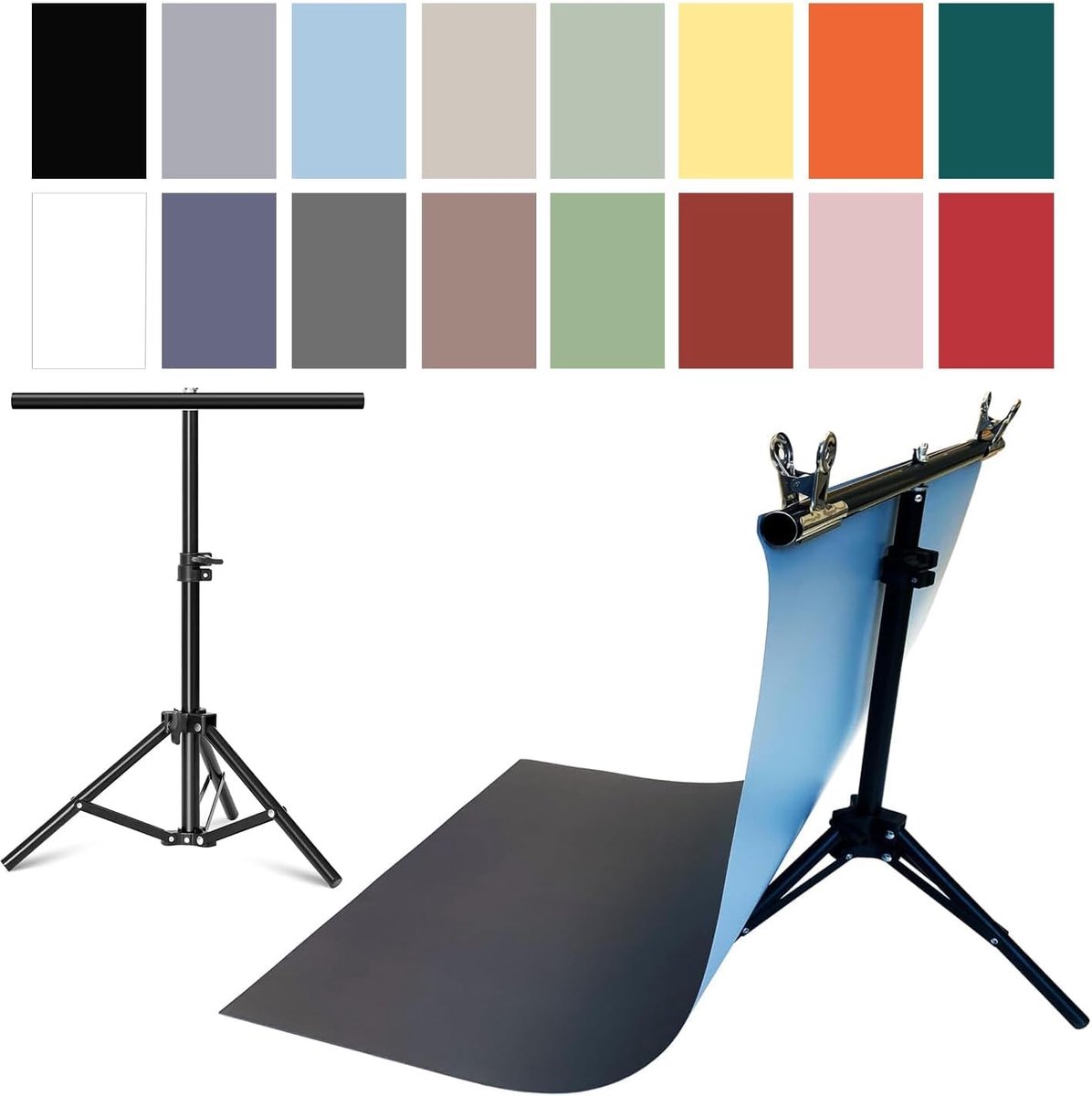 8 stuks 18 patronen productfotografie-achtergronden met standaard: flat lay naadloos 86x58 cm papieren rekwisieten - tafelblad fotoachtergrond shoot voor sieraden, cosmetica, voedsel