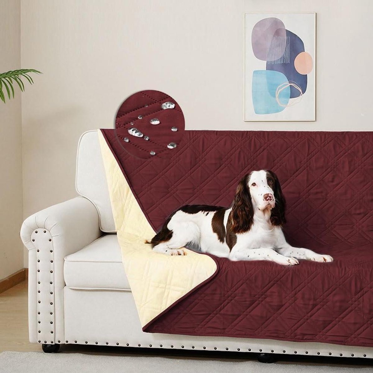 Waterproof Sofa Cover - Hondenkleed Bank - Meubels Beschermen - Dubbele Waterdichte Laag - 132 cm - Rood