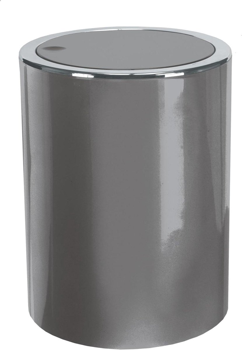Cosmetica Emmer - Prullenbakje Badkamer - Hygiënisch Werken - Klapdeksel - 1.5 liter - Platina