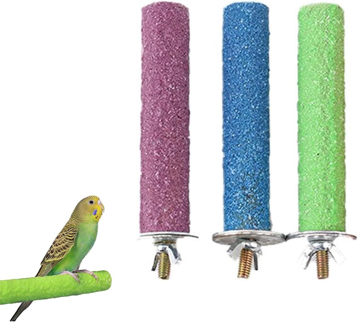 Vogel Zitstokken - Speelgoed Kooi - Vogels Trainen - Natuurlijke Materialen - 20 cm - Meerdere Kleuren