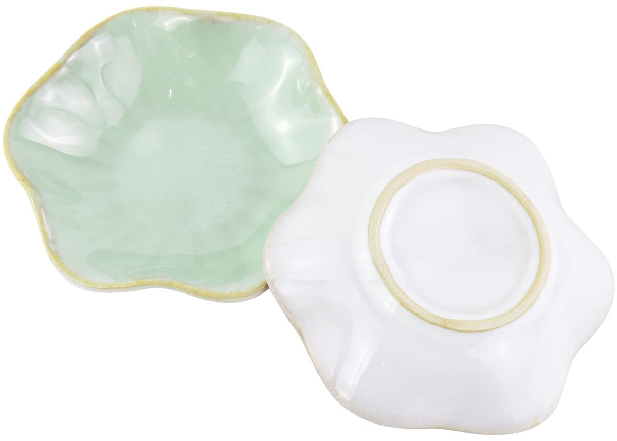 4 Inch Oven Veranderende Keramische Kleine Serviezen, Uniek Kunstwerk Lotus Blad Schaal voor Hamster Voedsel Sieraden Display Saus Decoratief Ornament (Groen)