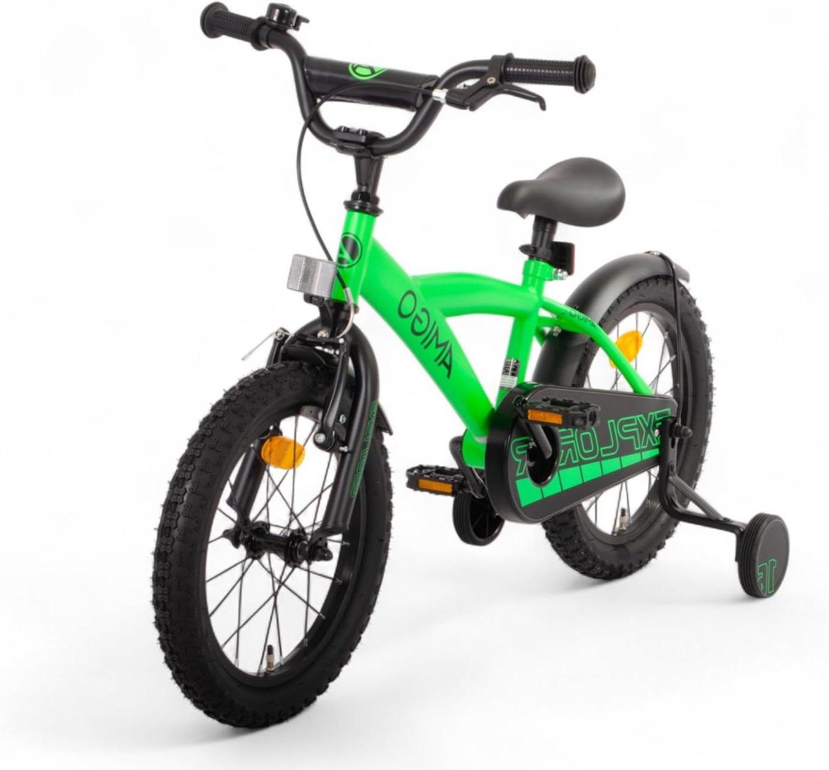 Kinderfiets - Jongensfiets Meisjesfiets - Leren Fietsen - Terugtraprem en V-Brake - 16 inch - Groen Zwart
