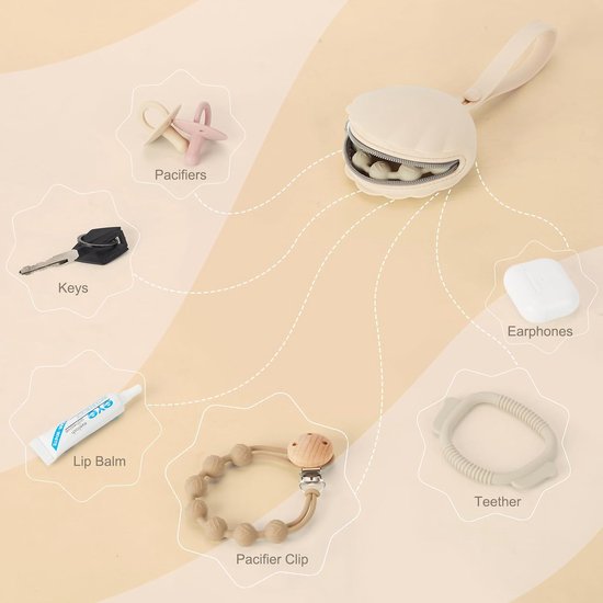 Speenhouder Silicone - Fopspeen Doosje - Baby Spullen Opbergen - Lekvrij en Stofdicht - 2 stuks - Zand en Lichtgrijs — afbeelding 4