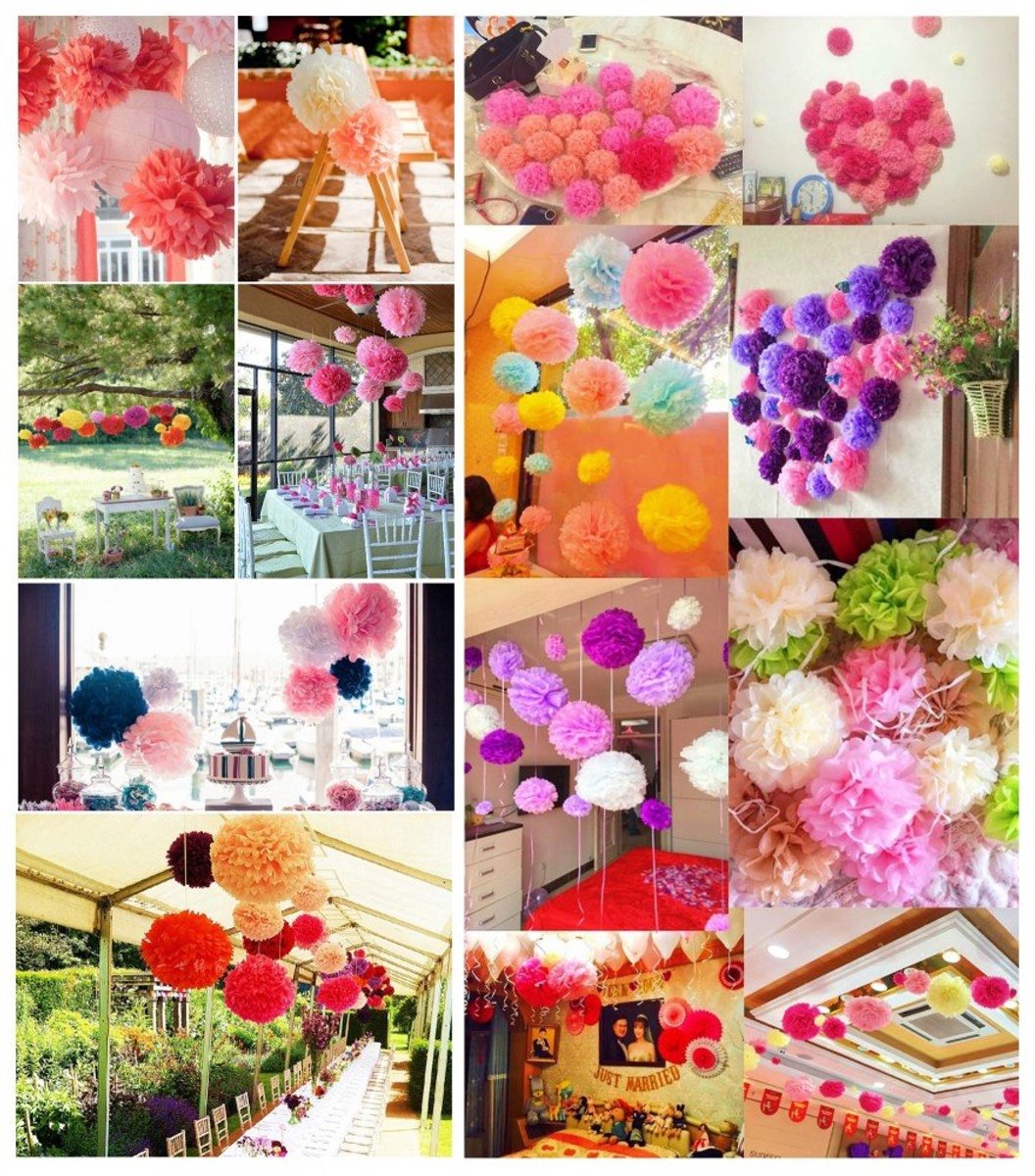 10 x 10 inch 25 cm, Tissue pom poms Pompons Decoraties Accessoires Papier Bloem Ballen voor Bruiloft Verjaardag Baby Shower Kip Nacht Doop Kerstmis Halloween Feestbenodigdheden (rood) — cadeau in Wonen & Interieur - foto 5