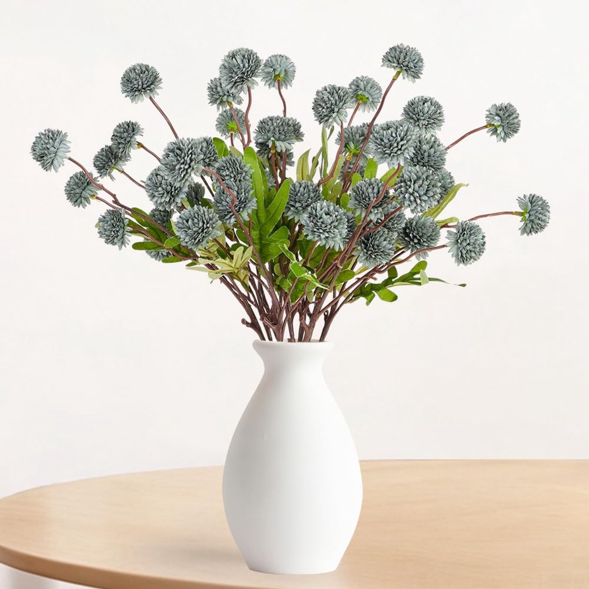 Kunstmatige Hortensia met Lange Steel, 10 Stuks Nep Bloemen Planten, Decoratieve Bal voor Herfst Thuis Kantoor Bruiloft Feest Decoratie (Donkerblauw)