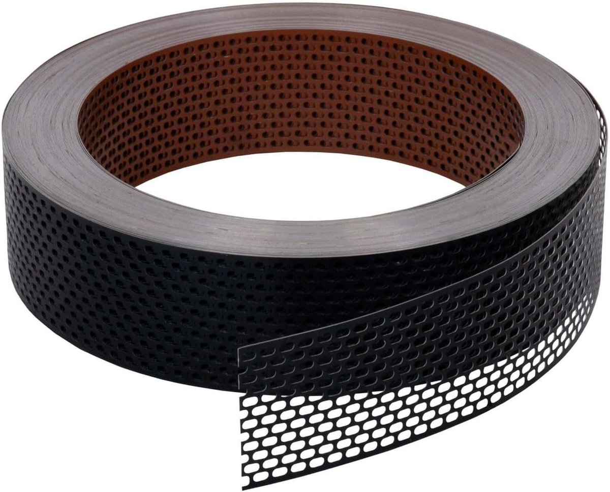 Dakrandrooster Aluminium - Ventilatiestrook Gevel - Dakventilatie Optimaliseren - Bescherming Tegen Ongedierte - 120m x 50mm - Zwart Rood