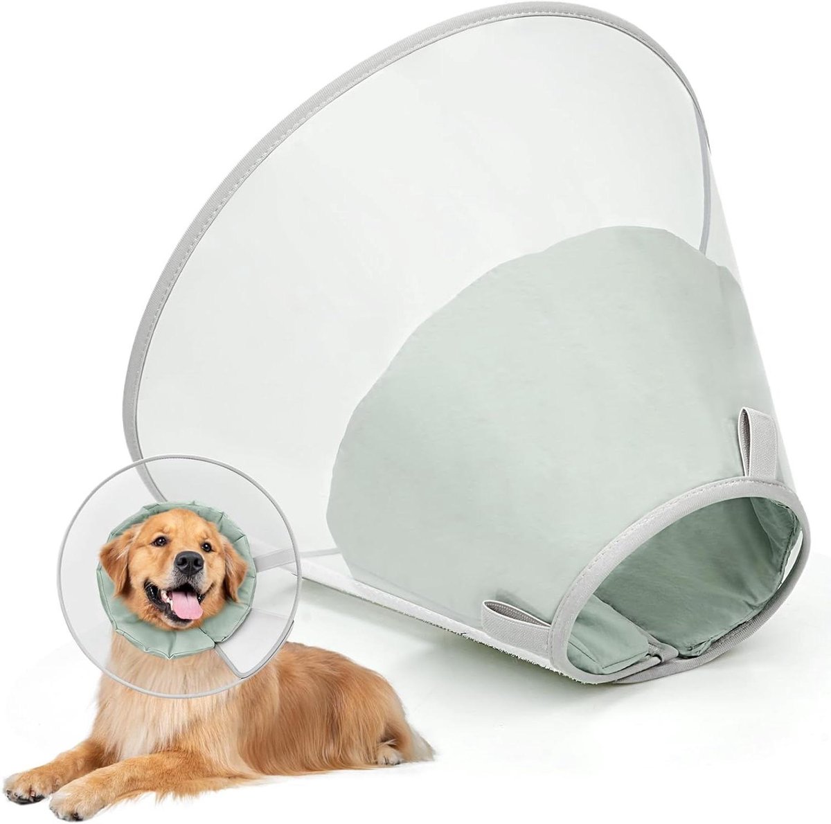 Herstelhalsband Hond - Halsband na operatie - Voorkomen likken wonden - 30% helderder PVC - Maat S - Lichtgroen