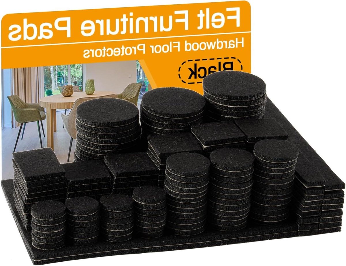 Stoel Vloerbeschermers - Meubel Pads - Vloer Beschermen - Zelfklevend Vilt - 182 Stuks - Zwart