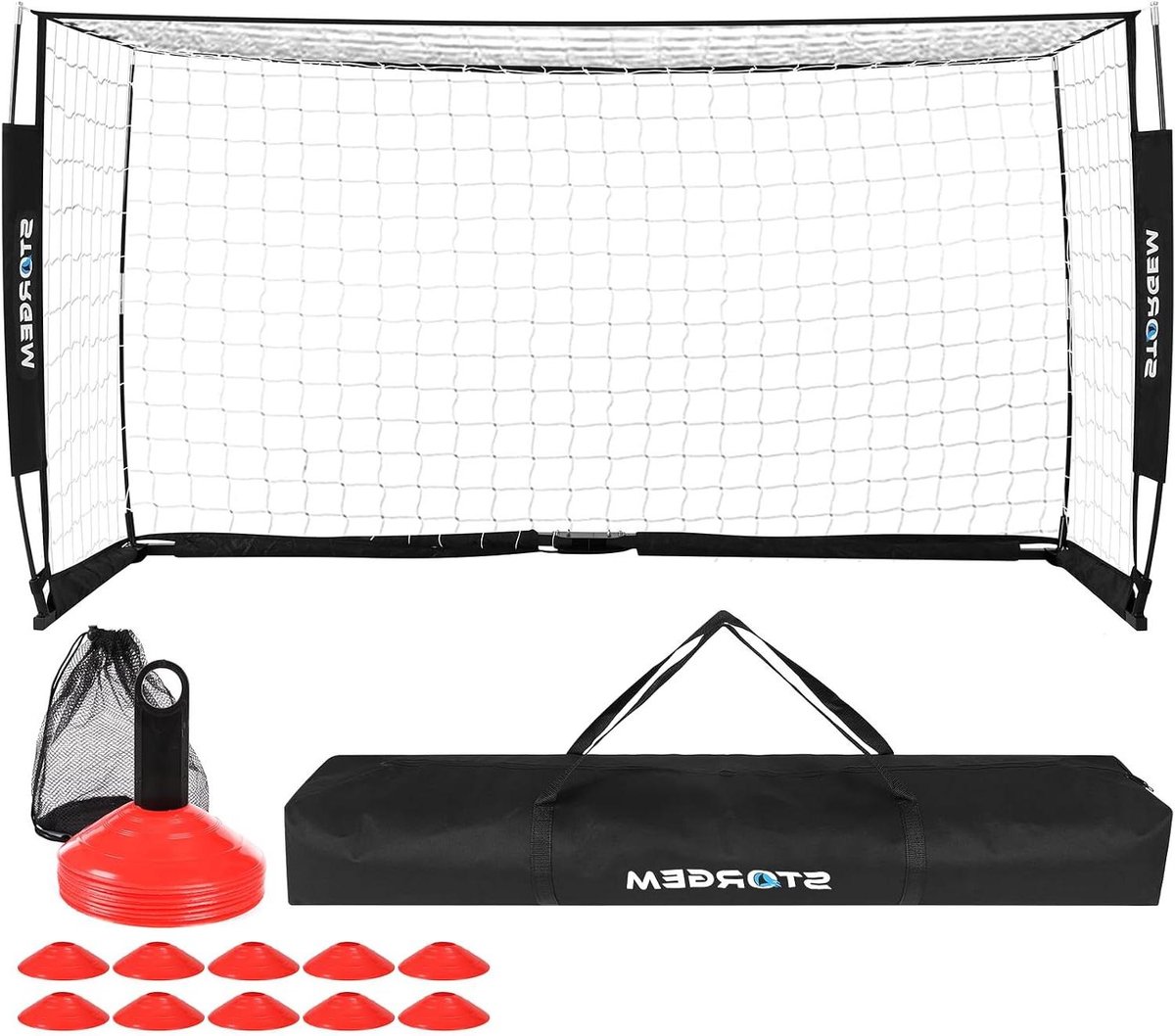 Voetbaldoel Inklapbaar - Voetbalnet Achtertuin - Voetbal Training - Snelle Installatie - 6x4x2 Ft - Zwart