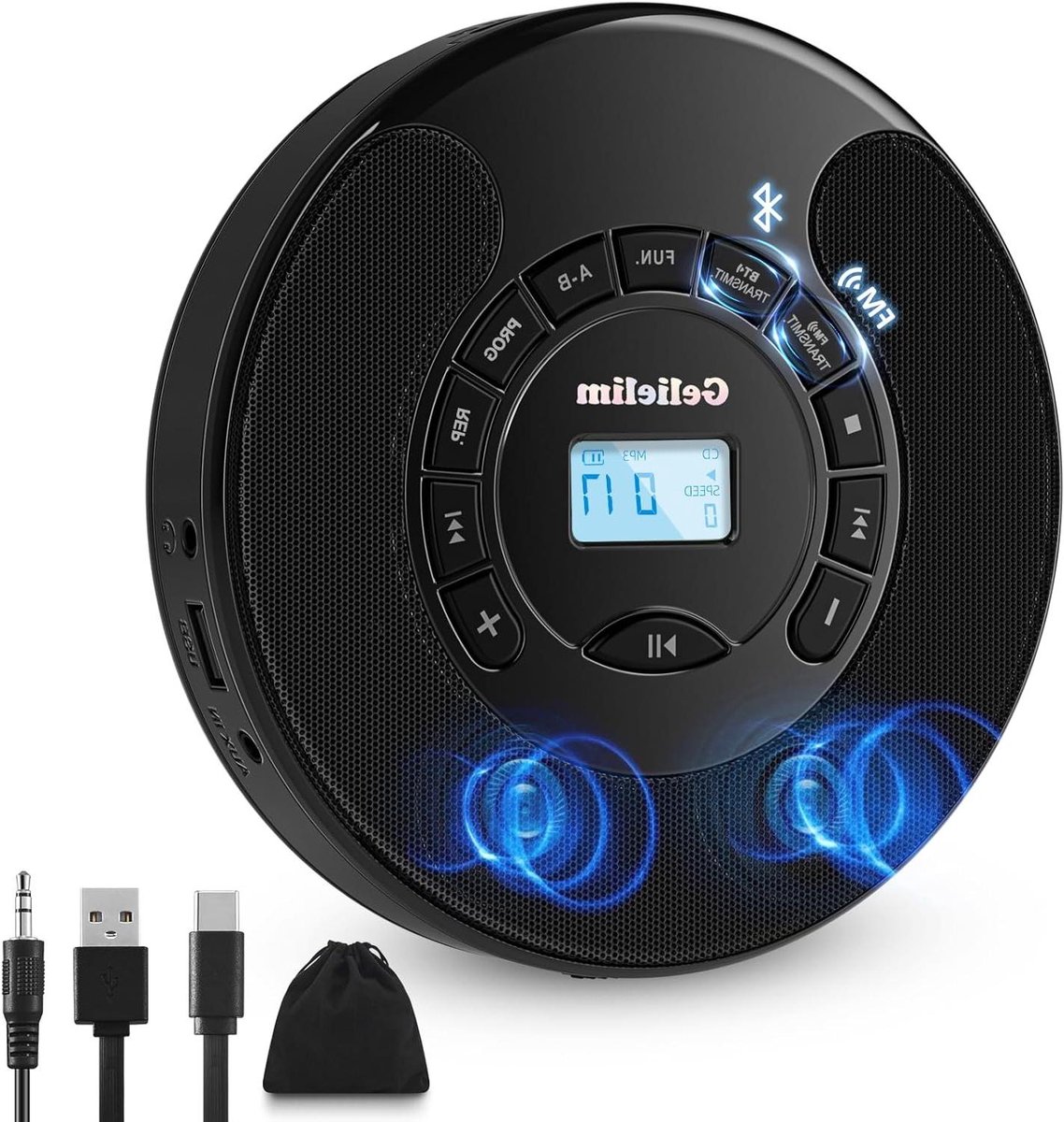 Draagbare CD-speler - Discman Mobiel - Muziek Luisteren - Batterij Aangedreven - 22 x 187 x 56 cm - Wit