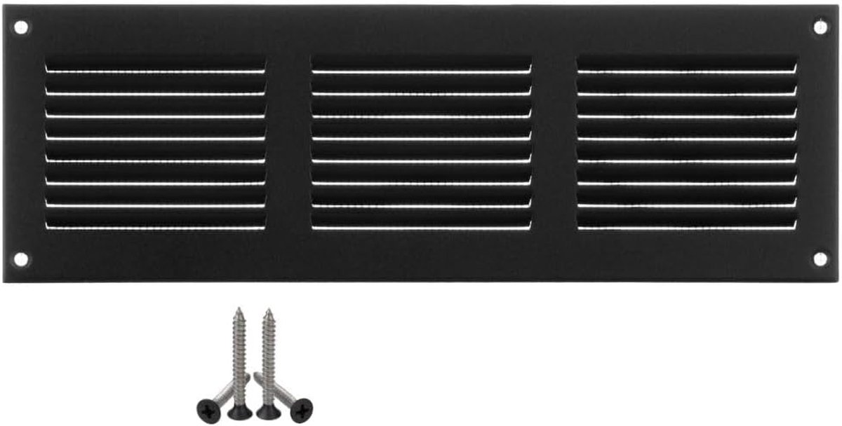 Ventilatierooster - Afvoerrooster Metaal - Luchtcirculatie Binnen - Insectenbescherming - 300x100mm - Antraciet