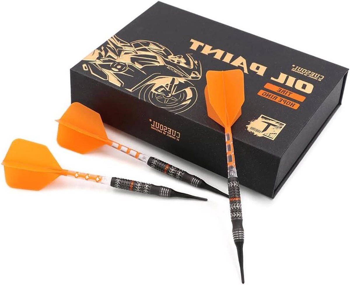 Dartset Zachte Punt - Wolfraam Darts - Precisie Werpen - Olieverf Afwerking - 18 gram - Gekleurd