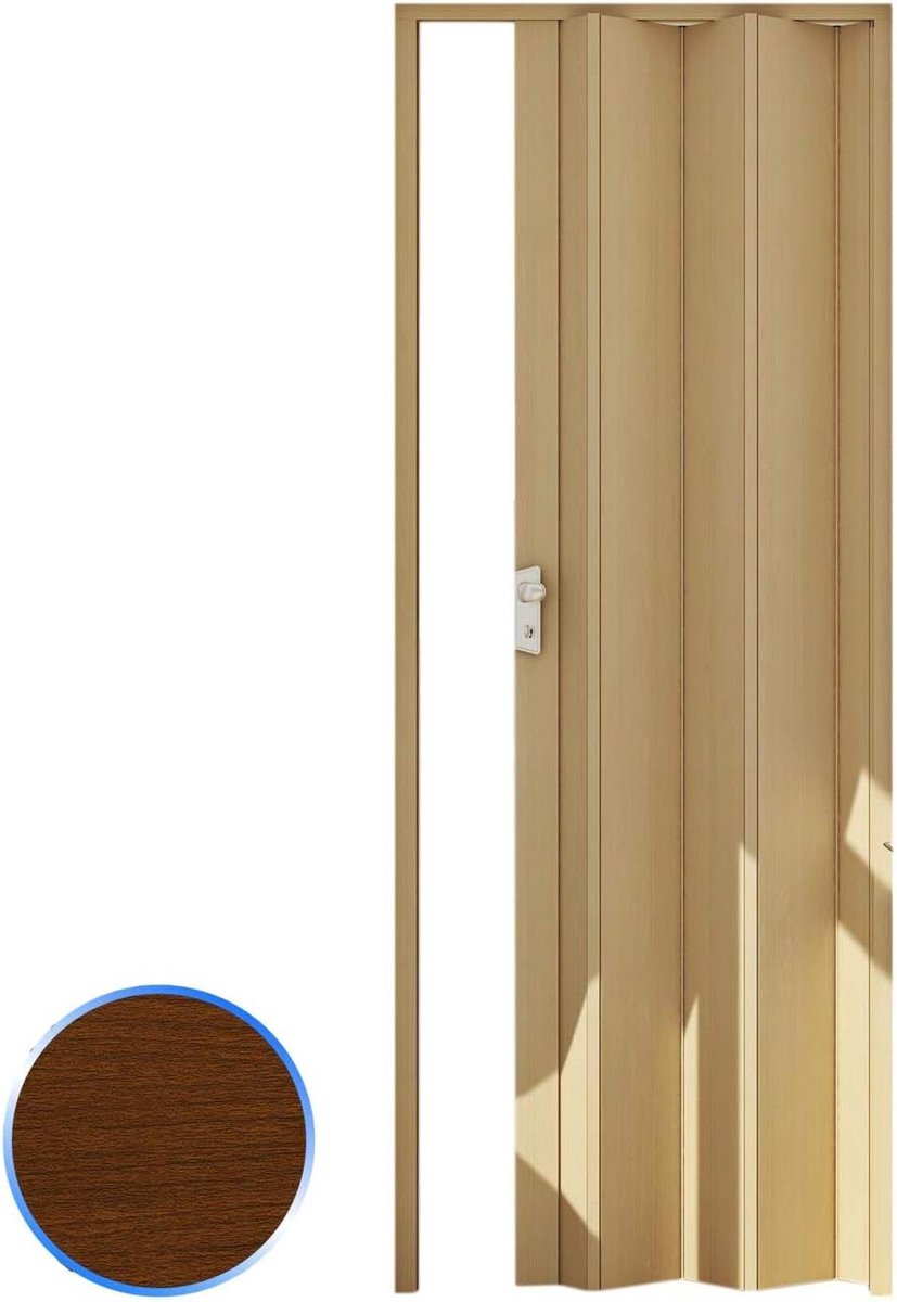 Vouwdeur - PVC deur - Ruimte besparen - Stijve scharnieren - 83 x 214 cm - Donker hout