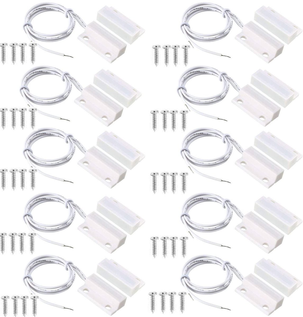 Deur Raam Sensor - Magneetschakelaar Alarm - Huis Beveiliging - Normaal Gesloten - 10 Paar - Wit