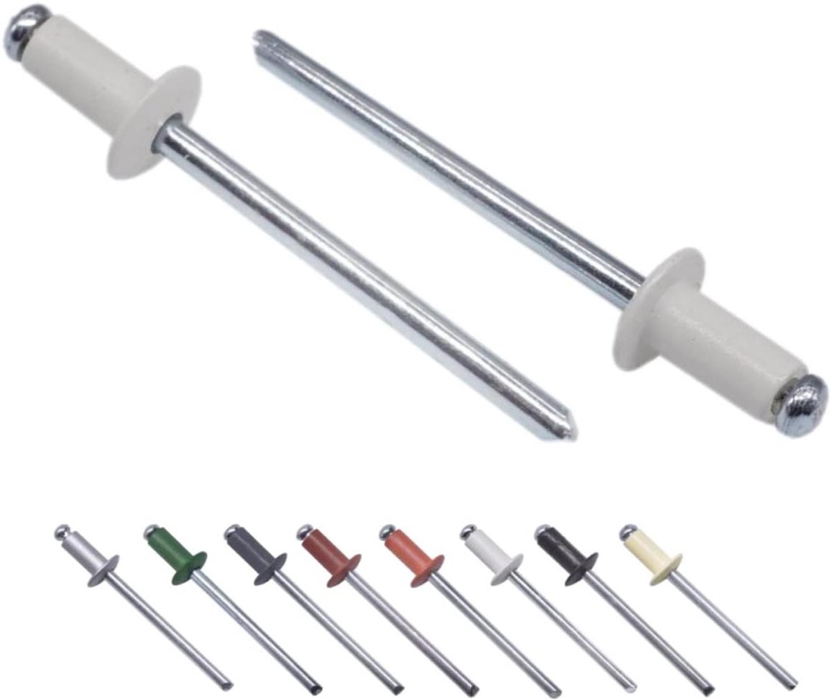 Blinde Klinknagels - Popnagels Aluminium - Metaal Verbinden - Koepelkop Stalen Doorn - 1000 stuks 4x8mm - Grijs Wit