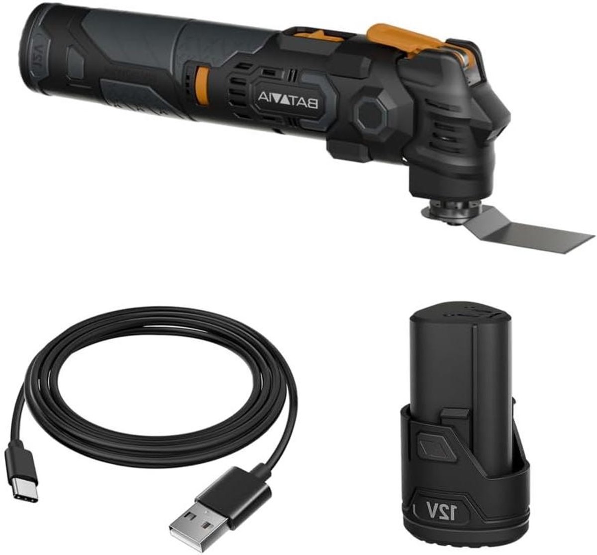 Accu Multitool - Oscillerend Gereedschap - Klusprojecten Uitvoeren - Anti-vibratie Systeem - 12 Volt - Geel Zwart