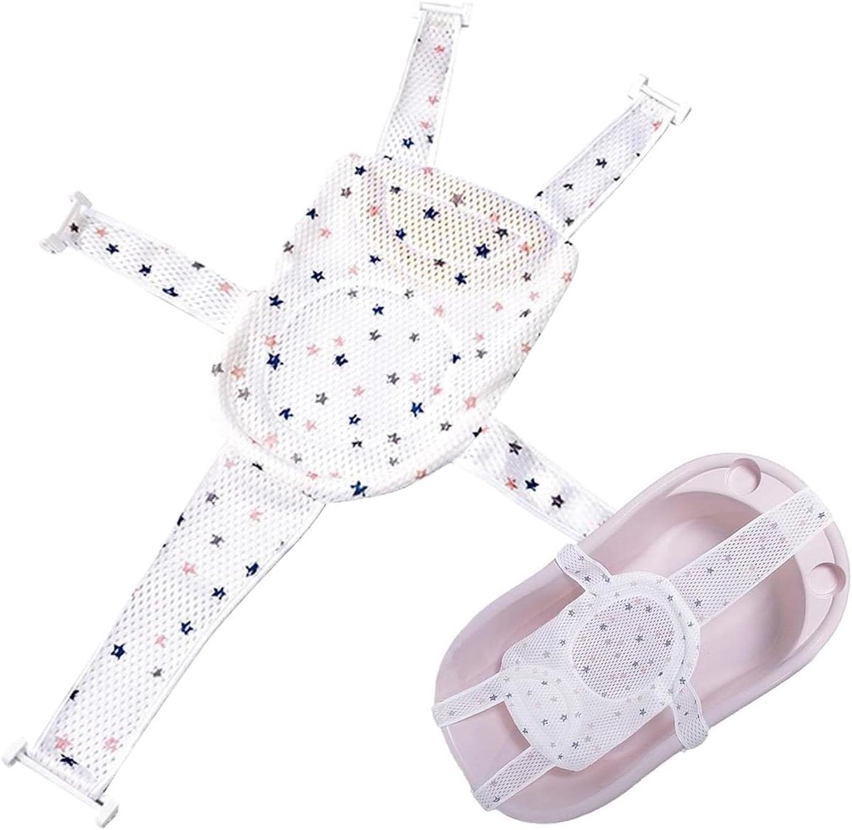 Babybadhangmat - Badzitje Pasgeborene - Veilig Baden - Verstelbaar Netweefsel - 46 x 26 x 7 cm - Wit