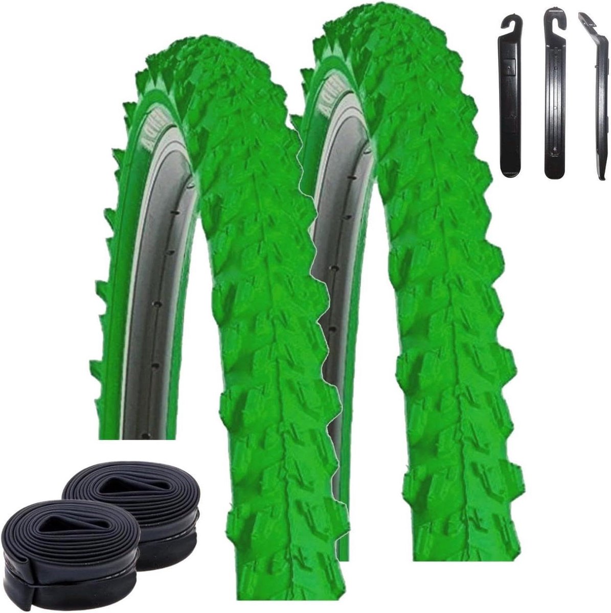 Fietsbanden Set - MTB Banden - Mountainbiken - Grip en Duurzaamheid - 24 x 1.95 Inch - Groen