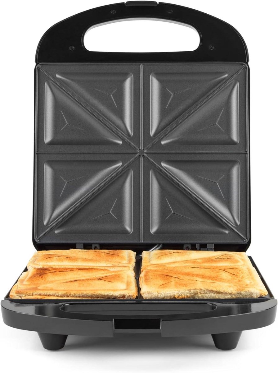 Tosti Apparaat - Tosti Maker Grill - Snelle Maaltijden Maken - Automatische Temperatuurregeling - 4 Stukken - Zwart