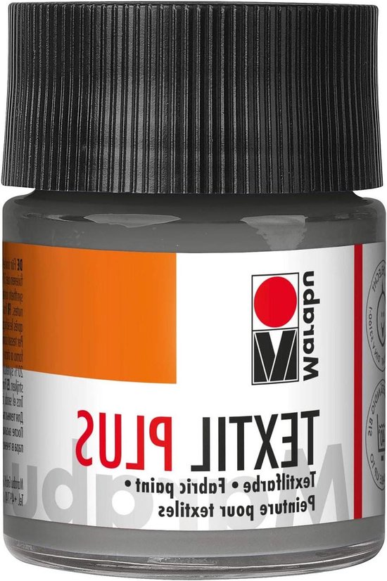 Pot Marabu Textil Plus stofverf in grijs, 50 ml.