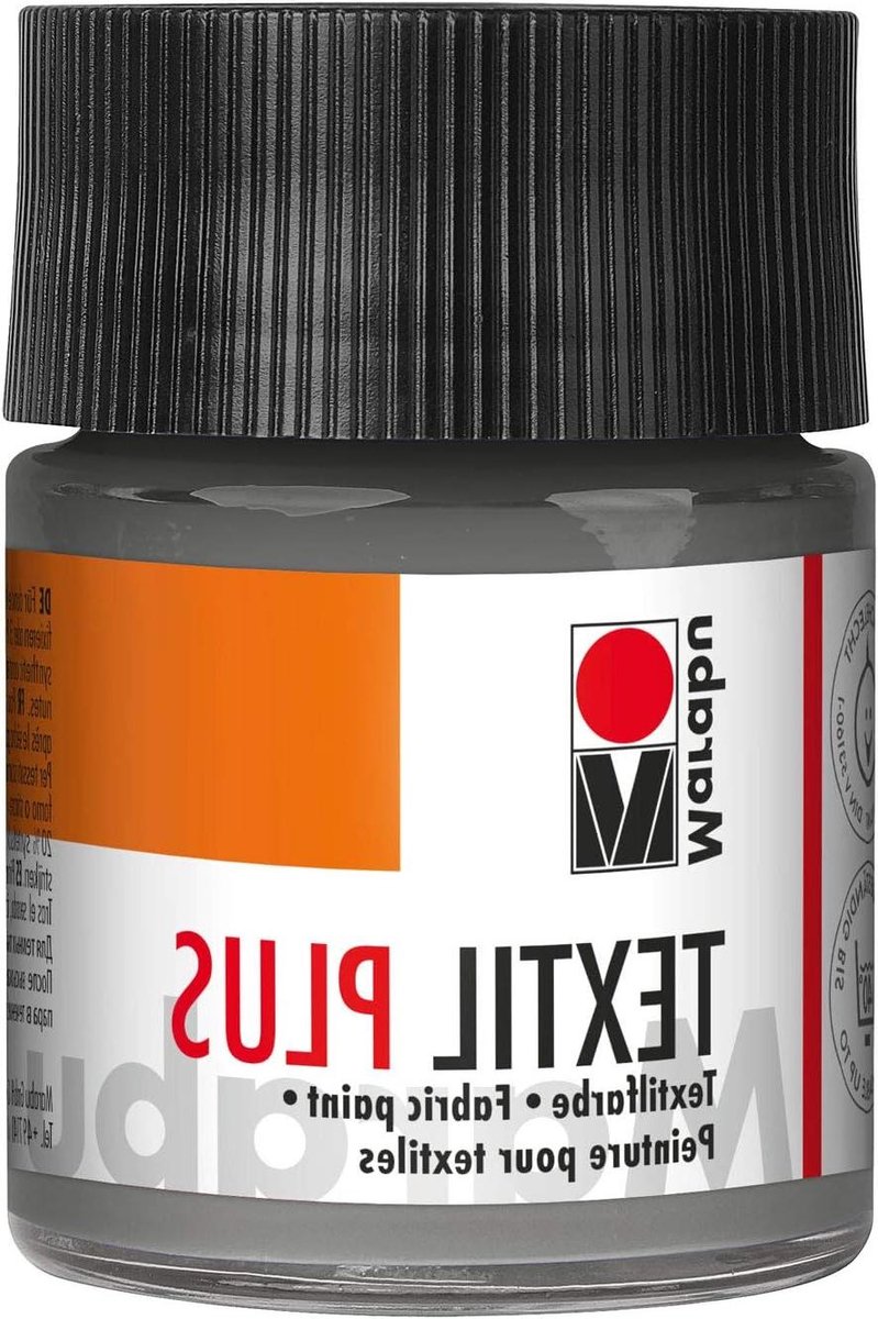 Marabu 17150005078 - Textil Plus grijs 50 ml, volledig dekkende stofverf voor donkere stoffen, geschikt voor stofschilderen en bedrukken, na fixatie wasbaar tot 40 °C