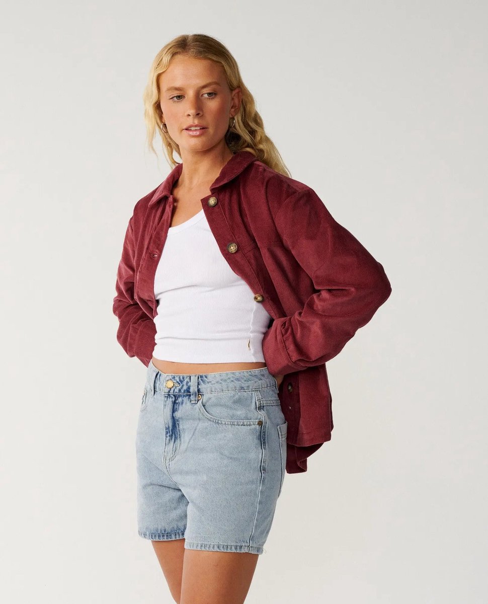 Rip Curl Keepsakes Washed Cord Shirt Dark Plum Rood