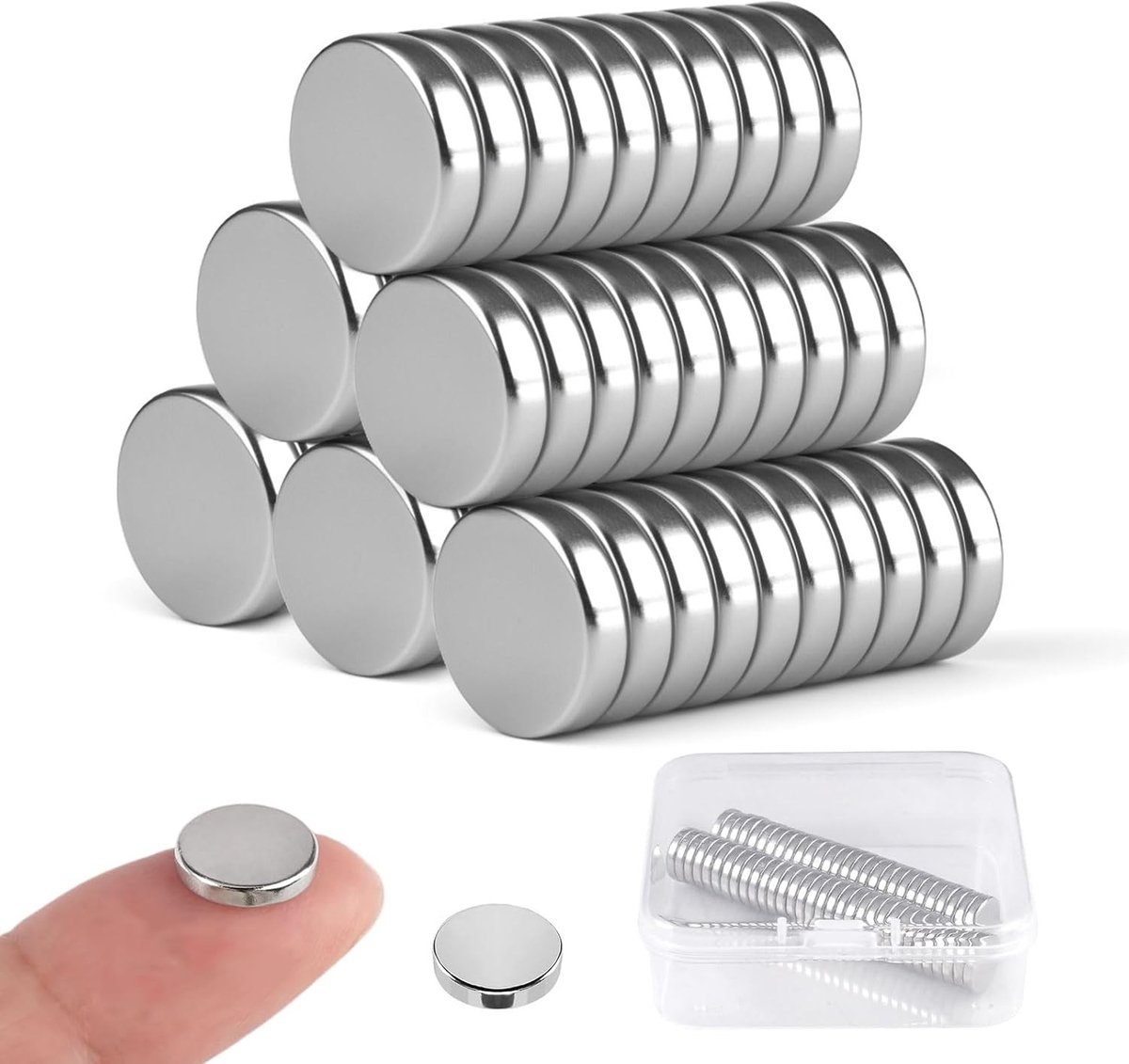 60 Stuks 10 x 2mm Neodymium Magneten, Extra Sterke Mini Ronde Magneten voor Koelkasten, Wh