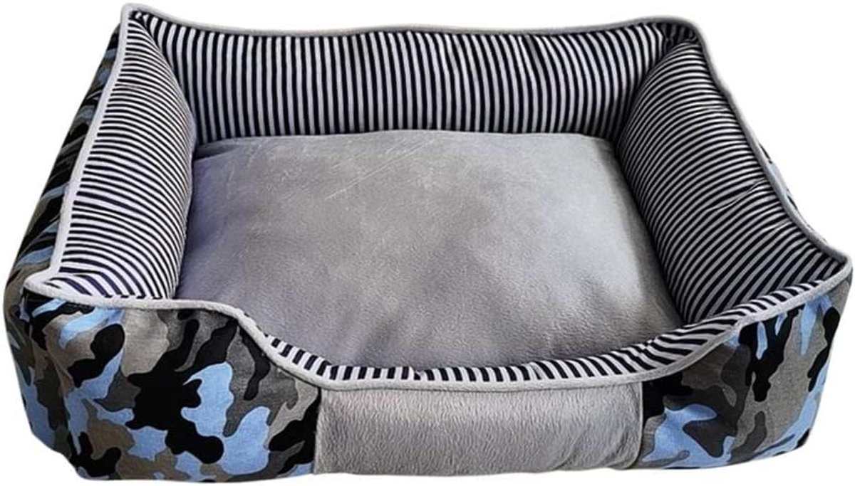Hondenmand Classic - Huisdierkussen - Comfortabel Rusten - Anti-slip bodem - 70 x 60 cm - Blauw Camouflage