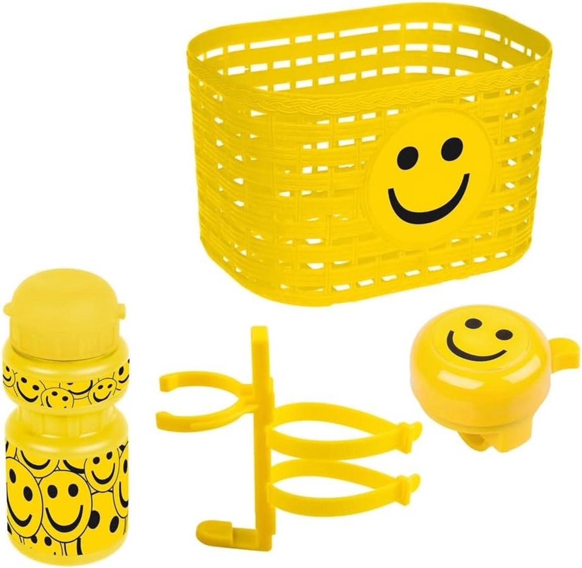 Kinder Fietsset - Accessoires Set - Fietsen met Kinderen - Compleet Smiley Pakket - 300 ml - Grijs