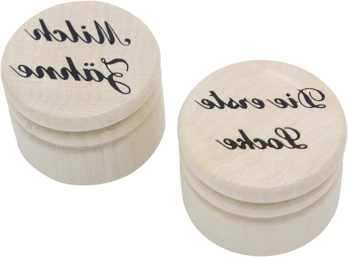 Houten potjes set - Krullen en tanden - Baby aandenkens bewaren - Met draaisluiting - Diameter 45 cm - Houtkleur