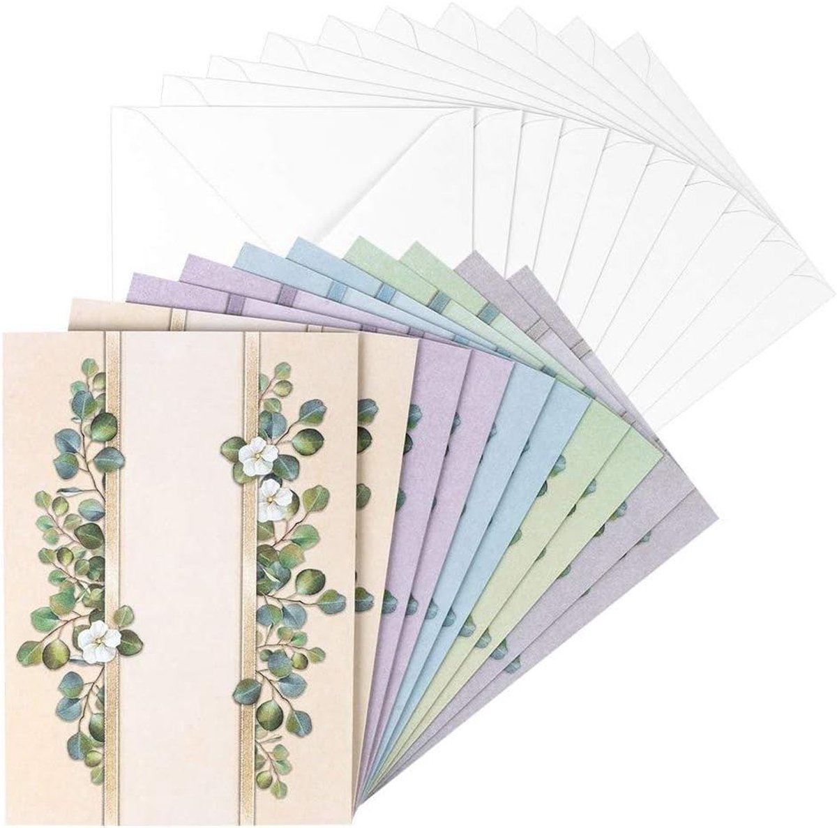 Wenskaarten Set - Kaarten Enveloppen - Persoonlijke Groeten - Zwaar Papier - 10 Stuks B6 - Bladgroen