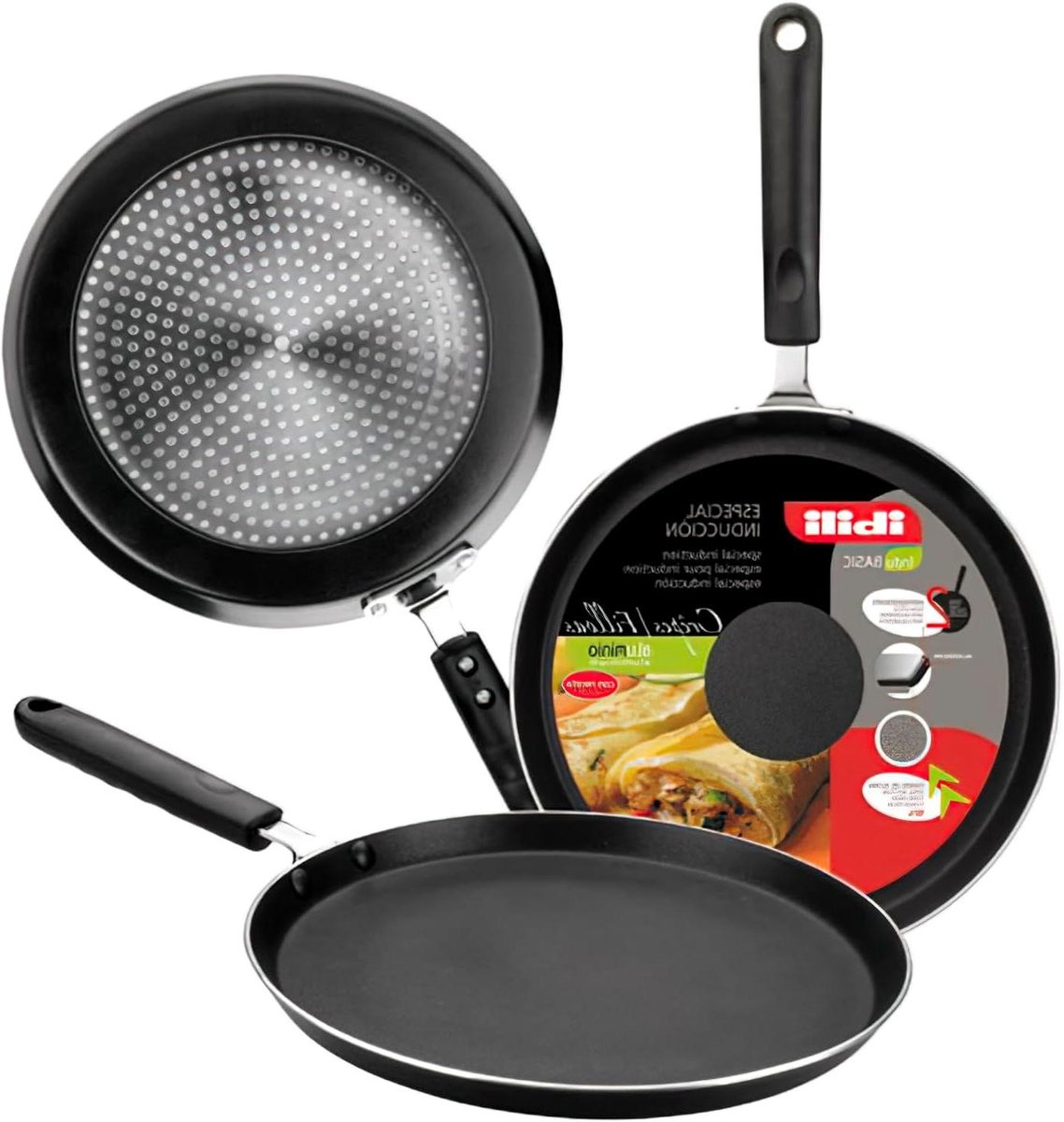 Pannenkoekenpan - Crêpepan - Ontbijt Maken - Twee Antiaanbaklagen - 28 cm - Zwart