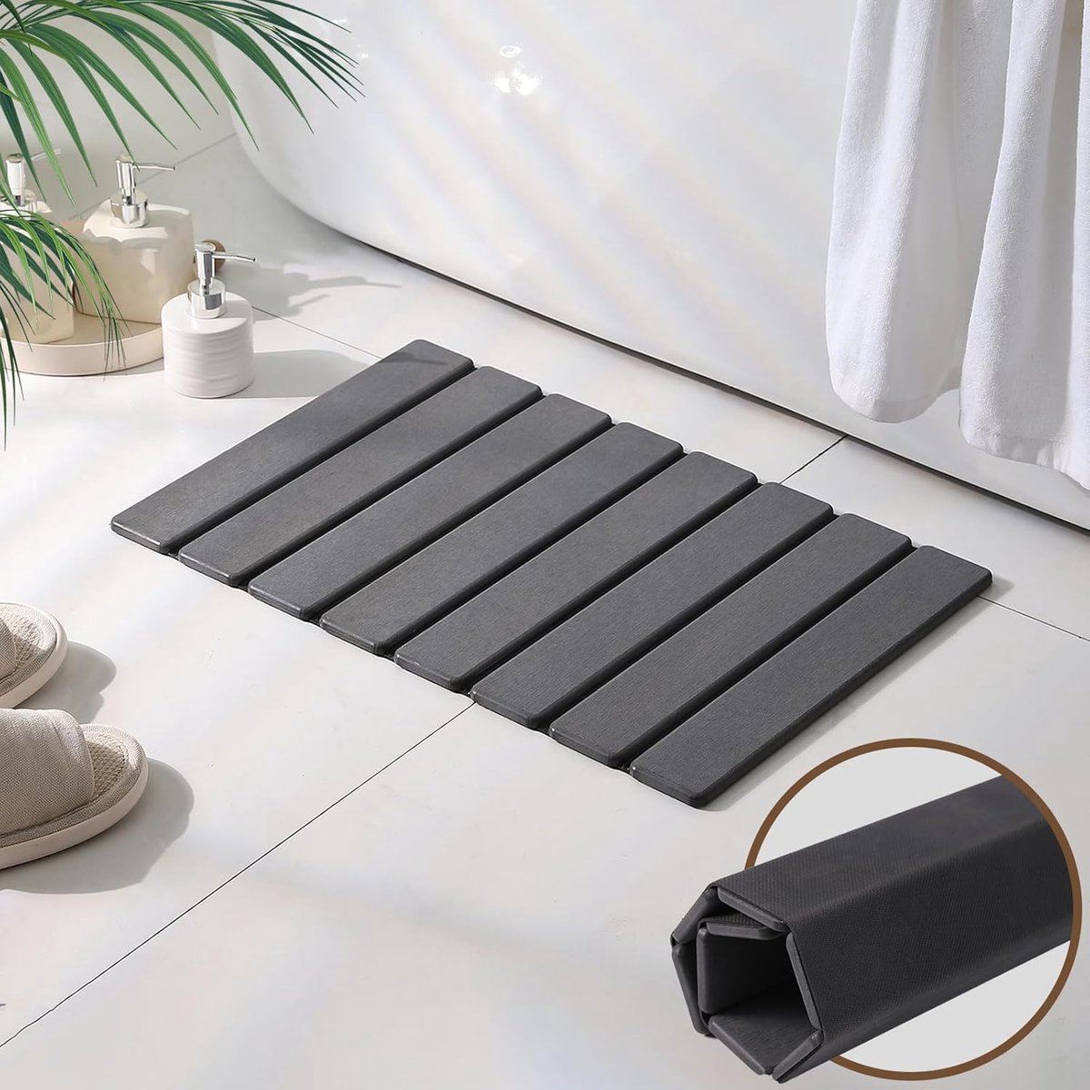 Badmat, opvouwbaar, 60 x 39 cm, antislip, super absorberend en sneldrogend, voor badkamer, keuken en thuis
