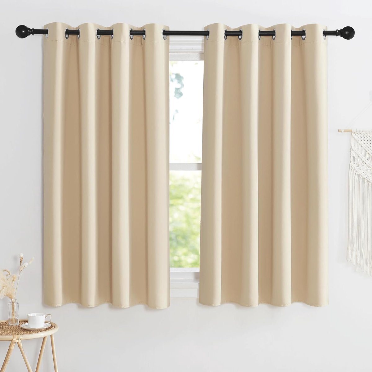 Panelen Verduisteringsgordijnen Gordijnen Warmte-en Koude-Isolerende Thermische,140B x 145H cm (2 Panelen),Biscotti Beige