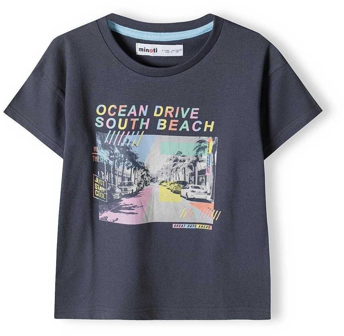 Minoti Ocean Drive t-shirt jongens 100% katoen - grijs